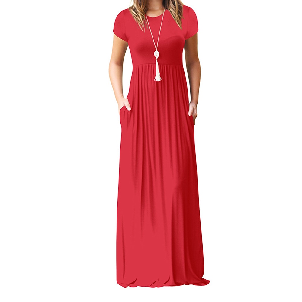 Damen Casual kleid Sweatkleid Basic Brautkleider schlicht Urlaub Täglich Regular Fit Glatt Kurzarm Rundhalsausschnitt Wein Rote Purpur Grün Sommer Lightinthebox