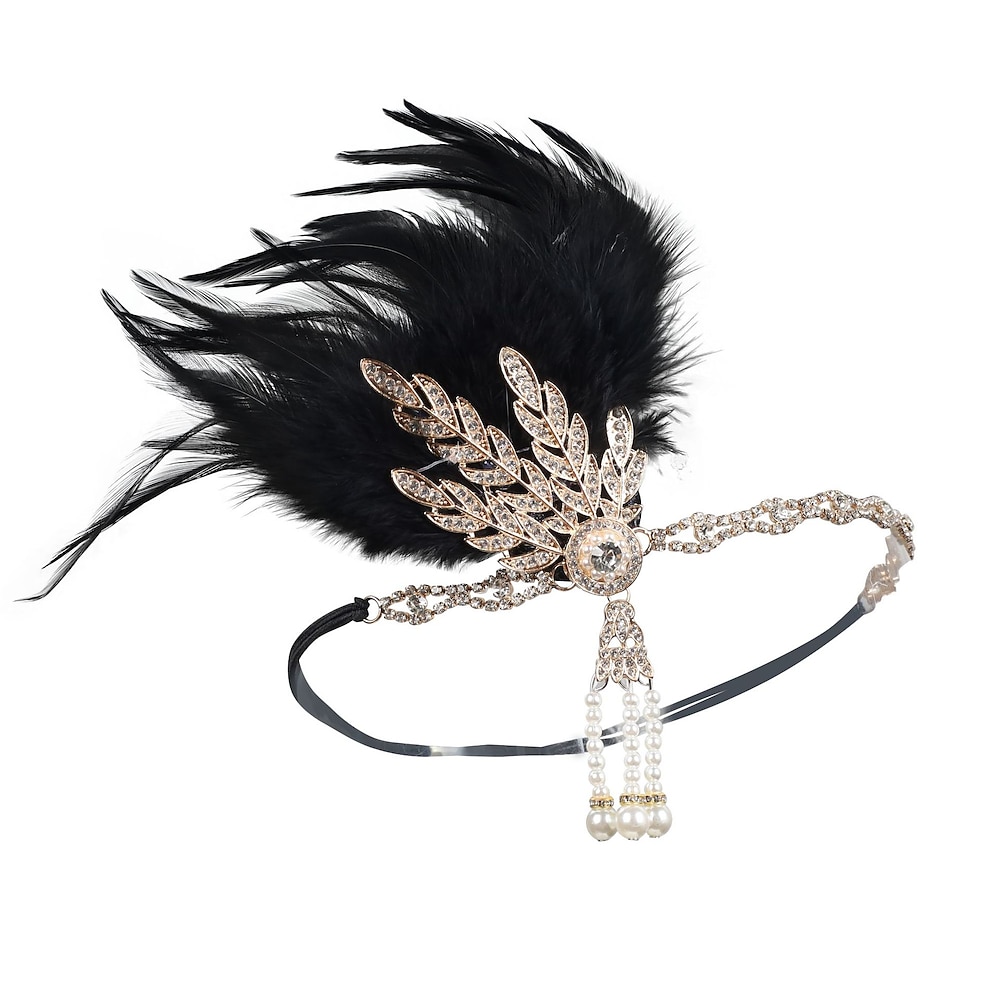 Brüllen 20s 1920s Flapper Stirnband Kopfbedeckung Der große Gatsby Charleston Damen Feder Blatt Art Deco Weihnachten Silvester Valentinstag Party Abiball Erwachsene Kopfbedeckung Lightinthebox