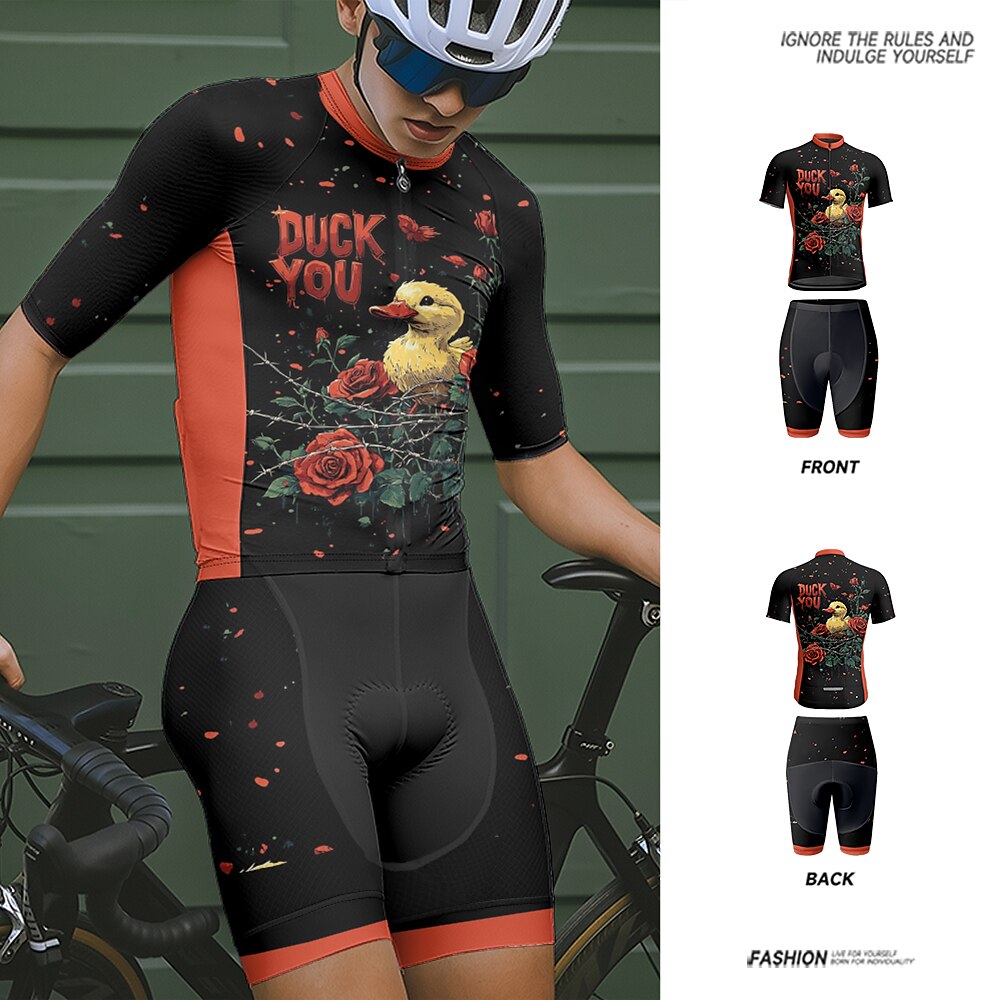 Herren Radtrikot mit Radhose fahrradbekleidung Kurzarm MTB Mountain Rennrad Rote Kaki Karikatur Blumen Pflanzen Fahhrad Spandex Sport Karikatur Blumen Pflanzen Bekleidung Lightinthebox