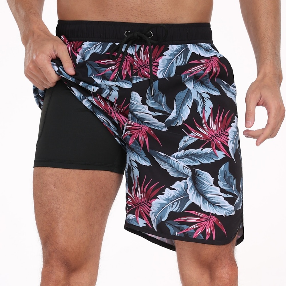 Herren Bademode Surfshorts Badehose Schwimmshorts kurz Surfshorts Badeanzug Kordelzug Mit Taschen Schwimmen Surfen Strand Wassersport Bedruckt Sommer Frühling Lightinthebox