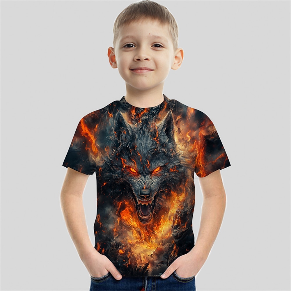 Jungen 3D Graphic Tier Drache T-Shirt Kurzarm Sommer Frühling Modisch Basic kinderkleidung 4-12 Jahre Rundhalsausschnitt Outdoor Casual Täglich Regular Fit Lightinthebox