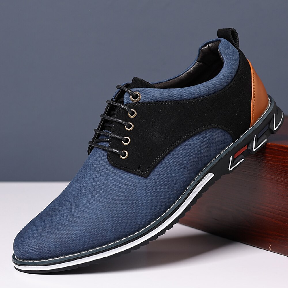 Freizeit-Oxford-Schuhe für Herren, blaue und schwarze Schnür-Sneaker mit Wildlederakzenten, stilvolles Schuhwerk für Business, Hochzeiten und den Alltag Lightinthebox