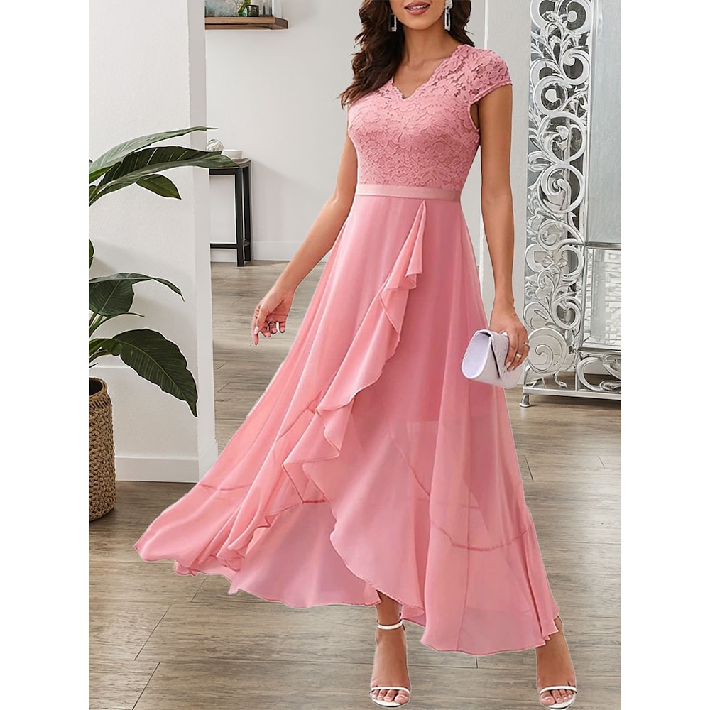 Damen Maxidress Ballkleid A Linie Kleid Figurbetontes Kleid Elegant Ausgefallene Halbformelle Kleider kleid hochzeitsgast Verlobung Cocktailparty Regular Fit Graphic Ärmellos V Ausschnitt Schwarz Lightinthebox