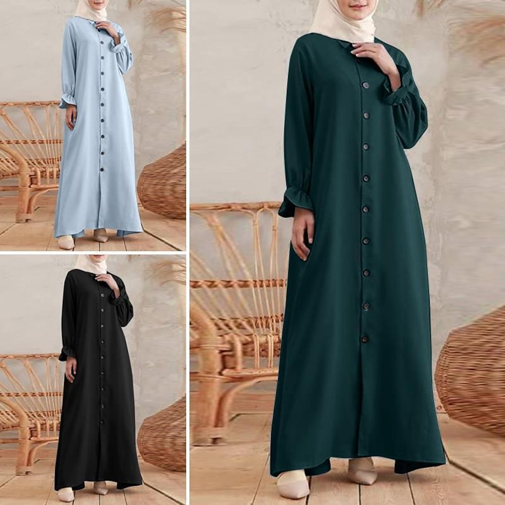 Damen Kleid Abaya Maxikleider Dubai islamisch arabisch Muslim Ramadan Erwachsene Kleid Lightinthebox