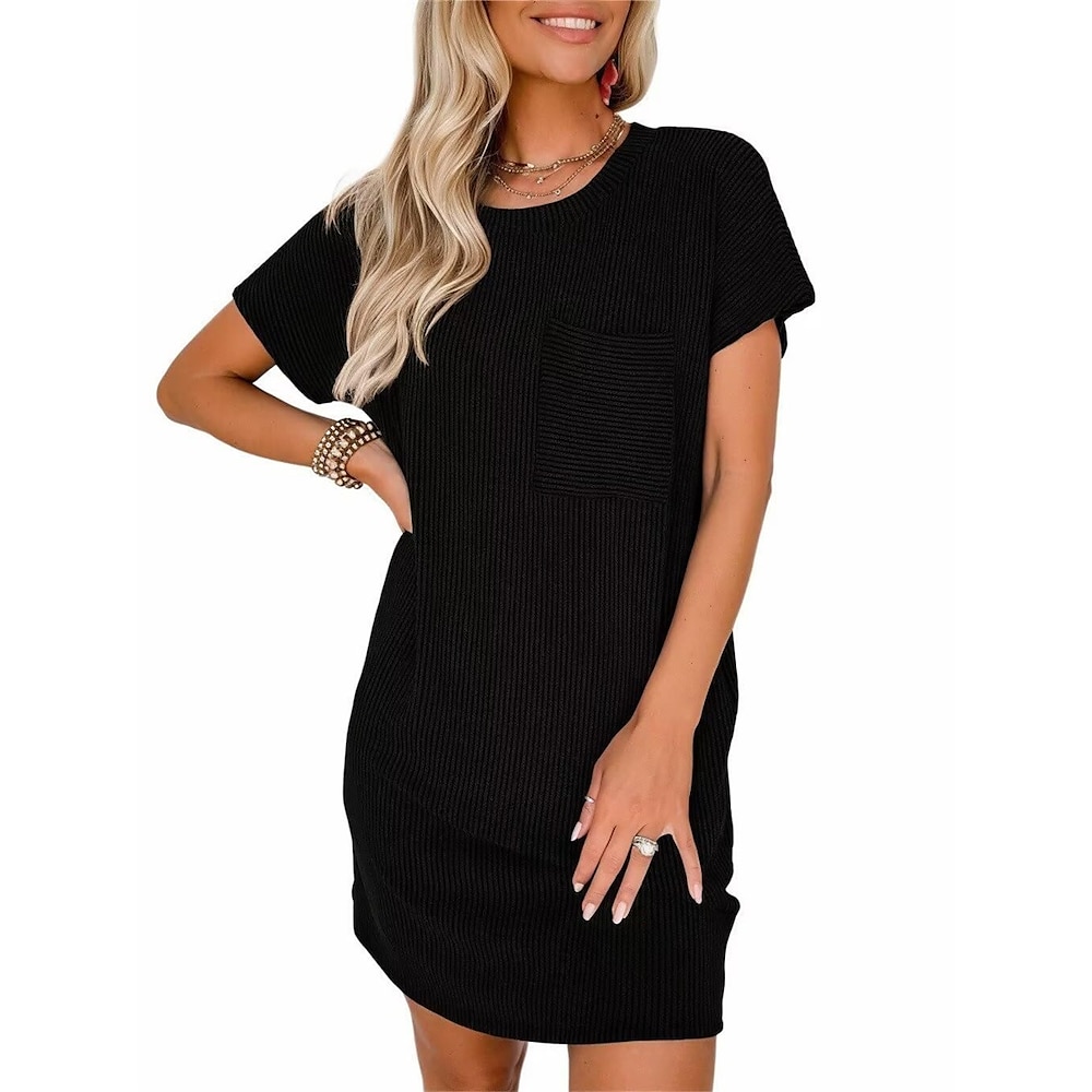 Damen Minikleid Sweatkleid Etuikleid Sportliches Kleid Brautkleider schlicht Urlaub Casual Täglich Regular Fit Graphic Kurzarm Rundhalsausschnitt Schwarz Hellgrün Königliches Blau Leicht Braun Sommer Lightinthebox