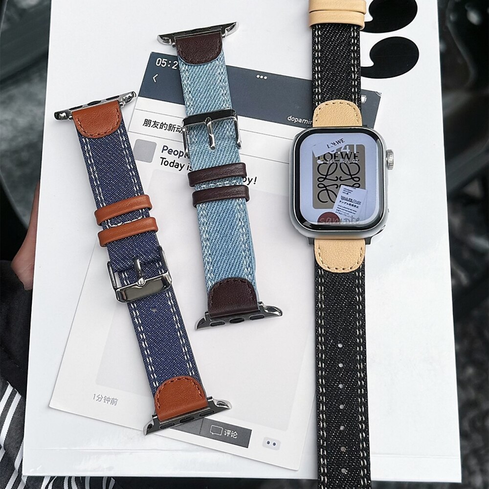 Solo-Loop Kompatibel mit Apple Watch Armband 38mm 40mm 41mm 42mm 44mm 45mm 49mm Verstellbar Stoff PU - Leder Ersatzarmband für iwatch Ultra 2 Series 9 8 7 SE 6 5 4 3 2 1 Lightinthebox