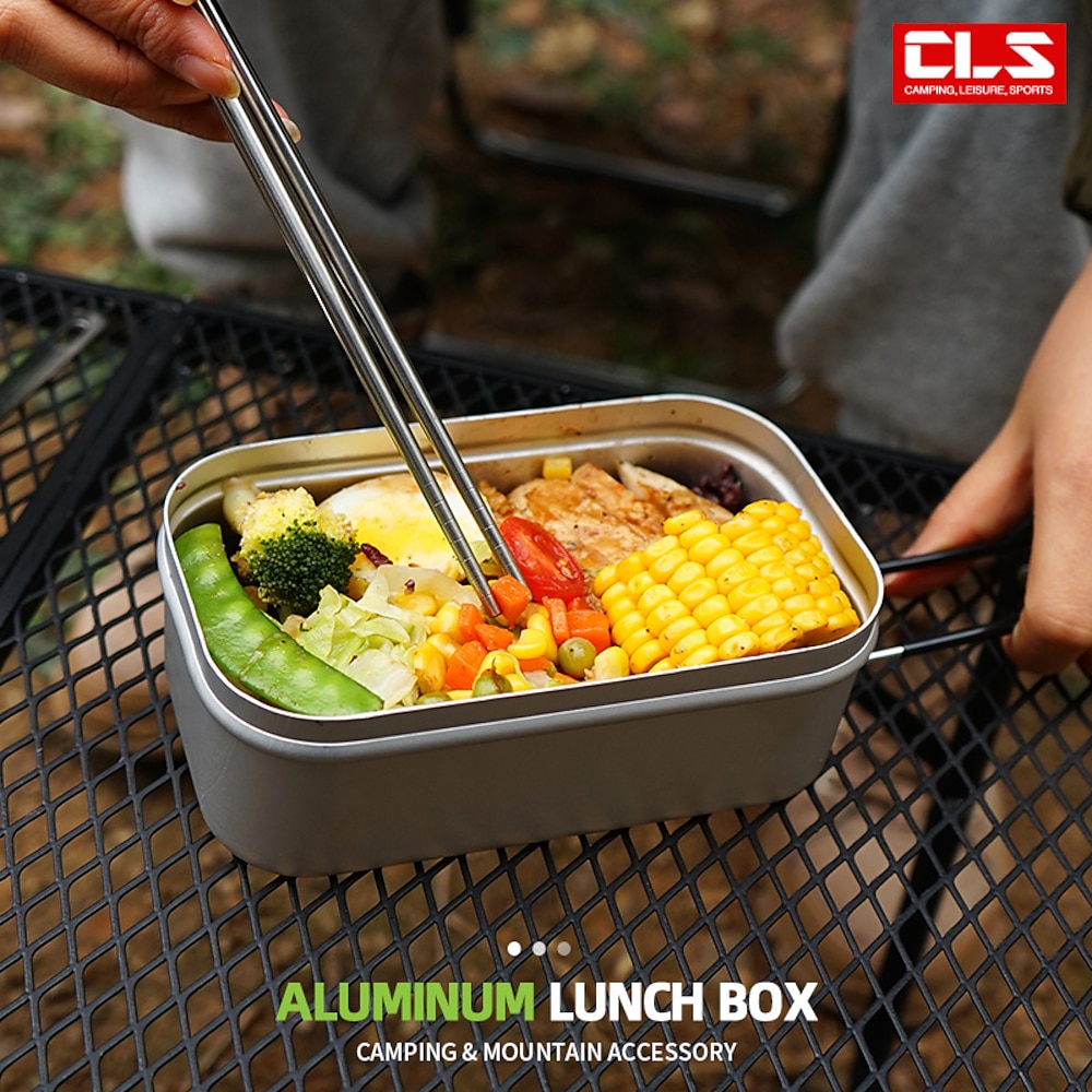 1 x Bento-Box aus Aluminium mit Klappgriff für Outdoor-Camping, leicht und langlebig für Picknick, Wandern und Mahlzeiten im Freien Lightinthebox