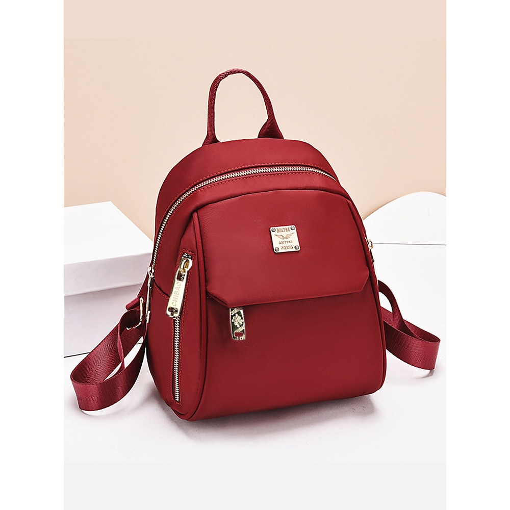 Damen Rucksack Mini Rucksack Täglich Feste Farbe Nylon Oxford Hohe Kapazität Wasserdicht Reißverschluss Schwarz Gelb Rosa Lightinthebox