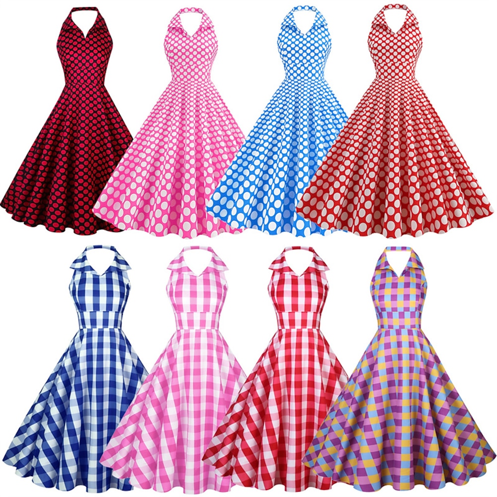 Retro Vintage 1950s Rockabilly Kleid Swing-Kleid Damen Karneval Maskerade Freizeitskleidung Erwachsene Kleid Homecoming-Kleider Lightinthebox