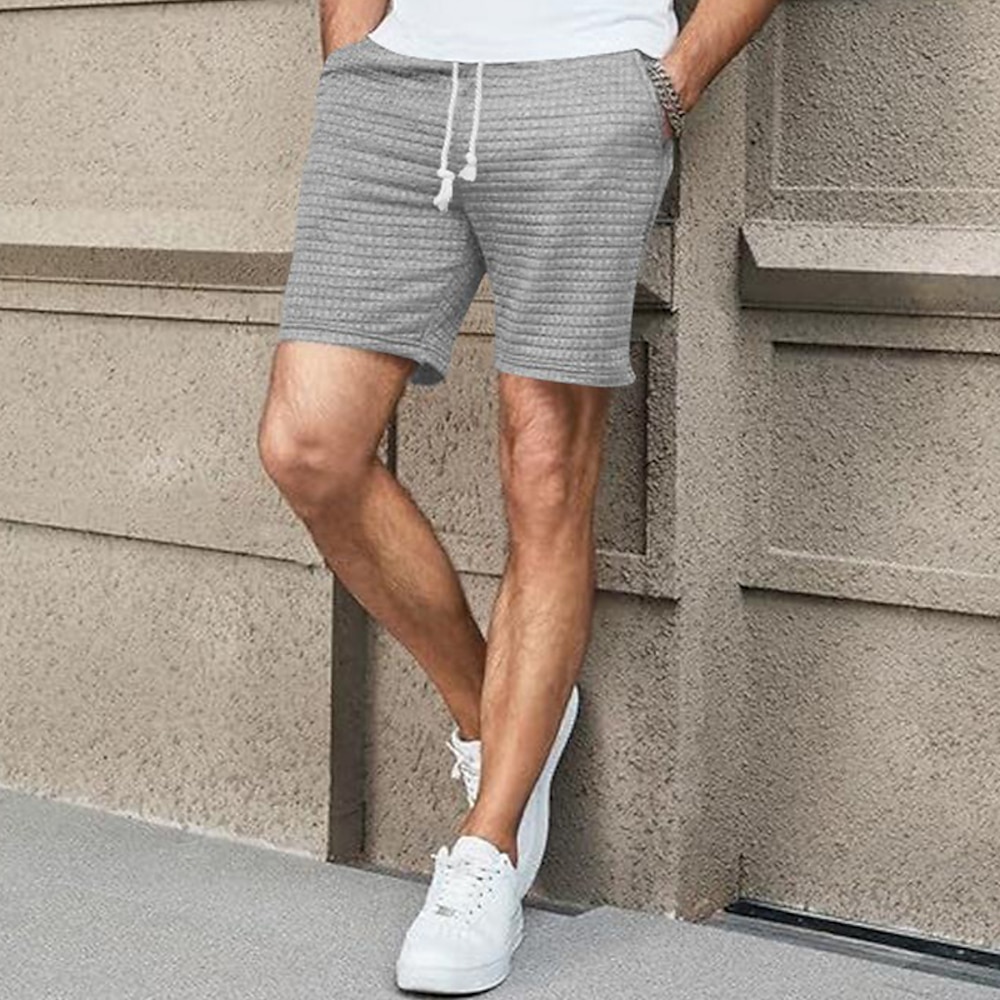 Herren Waffel-Shorts Sweatshorts Kurze Hose Shorts Kurze Hosen Sommer-Shorts Strandshorts Kurze Hosen Tasche Kordelzug Elastische Taille Glatt Komfort Atmungsaktiv Kurz Outdoor Sport Klassisch Lightinthebox