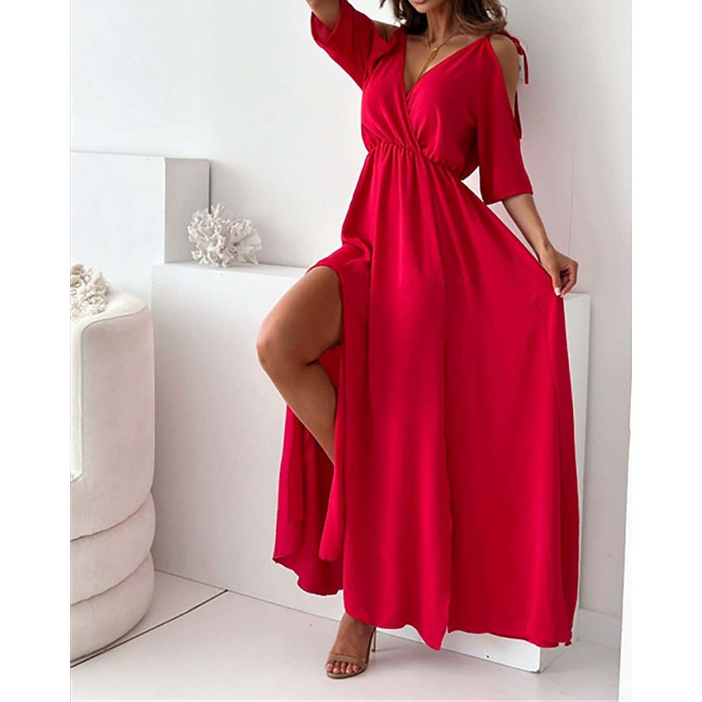 Damen Casual kleid Schaukelkleid Sommerkleid Modisch Outdoor Festtage Verabredung Regular Fit Glatt Ärmellos V Ausschnitt Schwarz Rosa Rote Sommer Frühling Lightinthebox