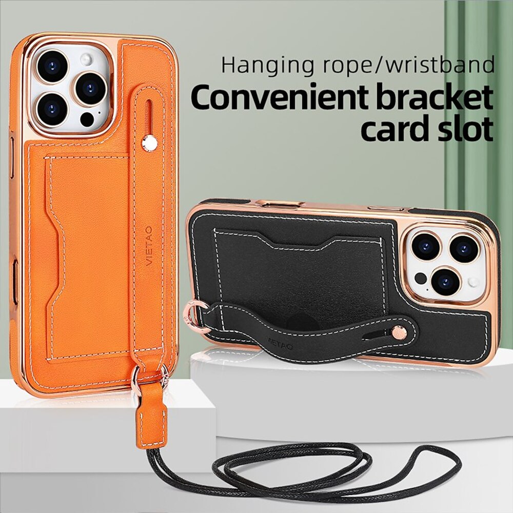 Handy Hülle Handyhüllen Für iPhone 16 Pro Max Plus iPhone 15 Pro Max Plus iPhone 14 13 12 Pro Max Plus Rückseite mit Halterung mit Lanyard mit Handschlaufe Retro TPU Plattierung Lightinthebox