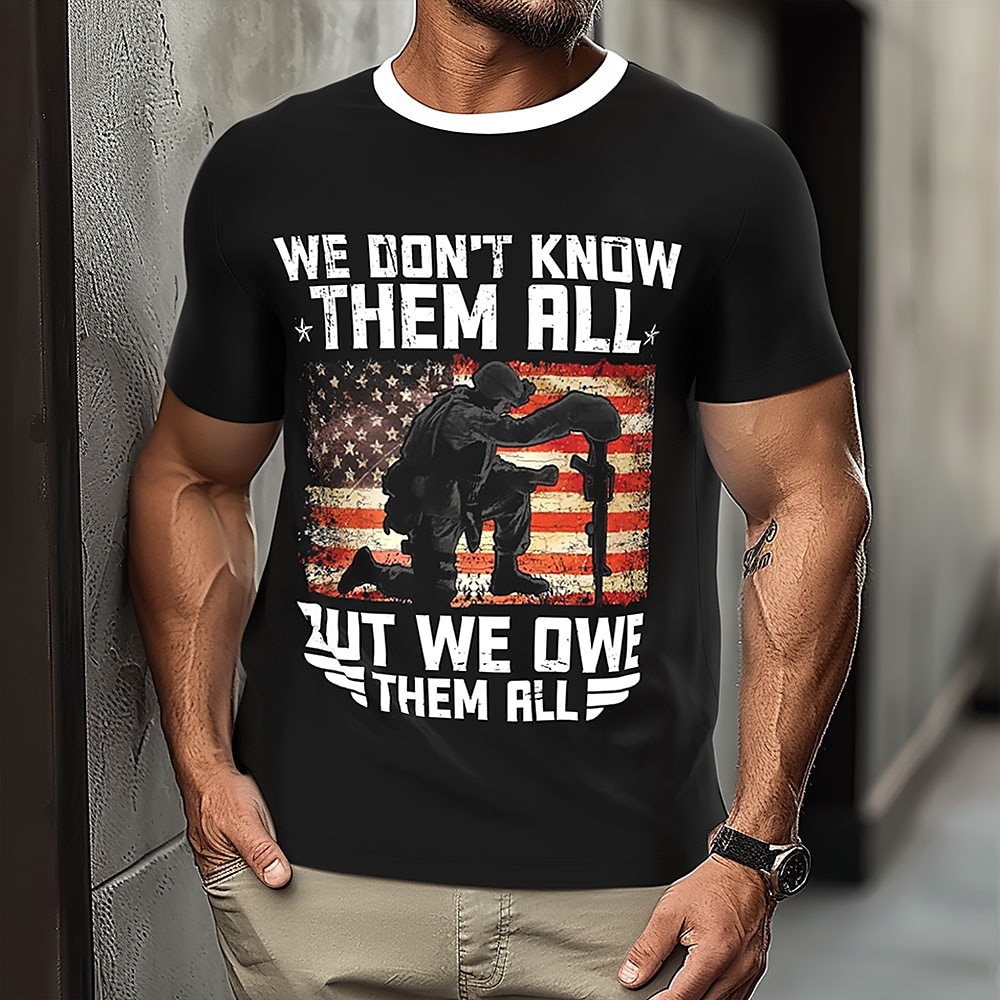 Veteranentag Herren Amerikanische US-Flagge T Shirt Kurzarm T-Shirt 3D-Druck Rundhalsausschnitt Hemd Täglich Militär Strasse Täglich Schwarz Sommer Frühling Bekleidung S M L XL XXL XXXL Lightinthebox