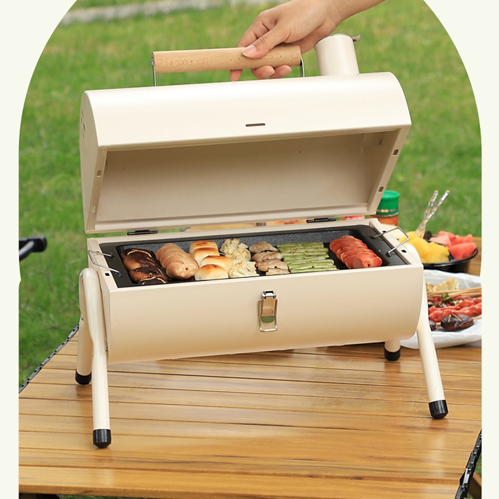 1-teiliges Camping-Kamin-Grill-Set aus Edelstahl - langlebiger Holzkohlegrill für den Außenbereich zum Kochen bei hohen Temperaturen - rostbeständig Lightinthebox