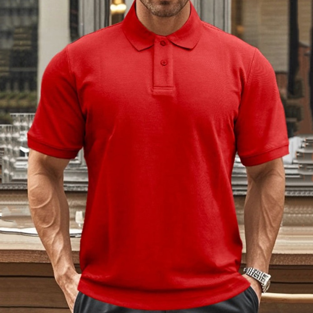 Herren Golfhemd Golf Poloshirts Arbeit Casual Kargen Kurzarm Basic Modern Farbblock Glatt Knopf Sommer Frühling Regular Fit Hellkaki Schwarz Weiß Rot Marineblau Dunkelgrün Golfhemd Lightinthebox