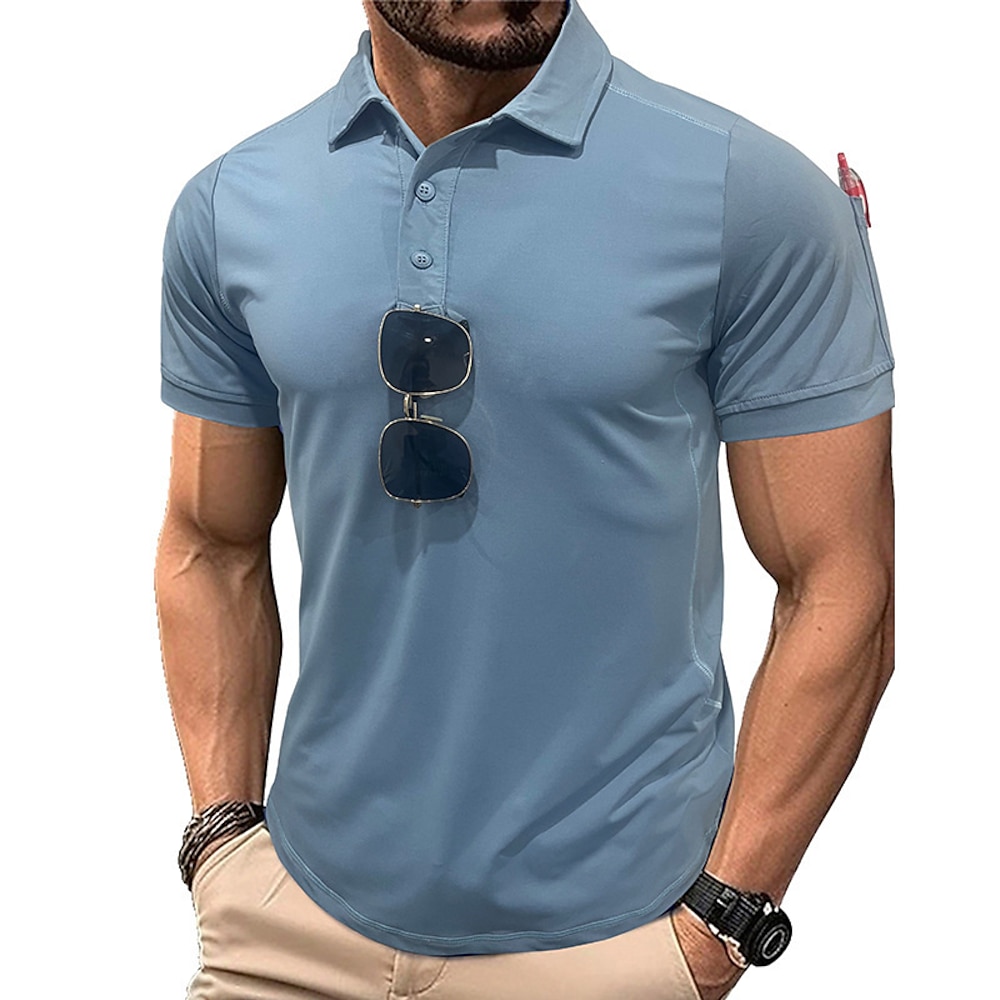 Herren Golfhemd Golf Poloshirts Arbeit Casual Kargen Kurze Ärmel Basic Modern Glatt Knopf Sommer Frühling Regular Fit Schwarz Königliches Blau Himmelblau Armeegrün Kaffee Grau Golfhemd Lightinthebox