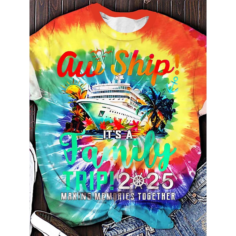 Damen T Shirt Brautkleider schlicht Kurzarm Rundhalsausschnitt Normale Oberteile Täglich Bedruckt Regenbogen Sommer Lightinthebox