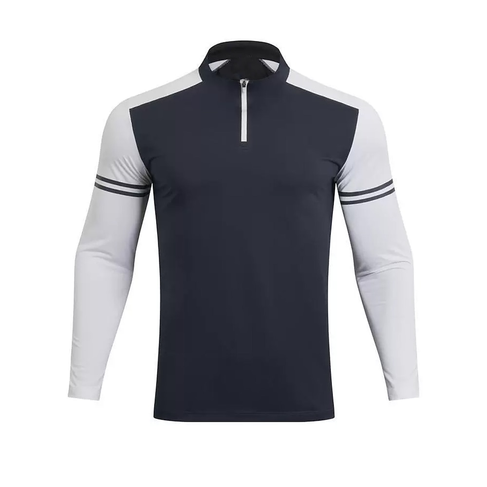 Herren poloshirt Weiß Marineblau Grau Langarm Shirt Golfkleidung, Kleidung, Outfits, Kleidung Lightinthebox