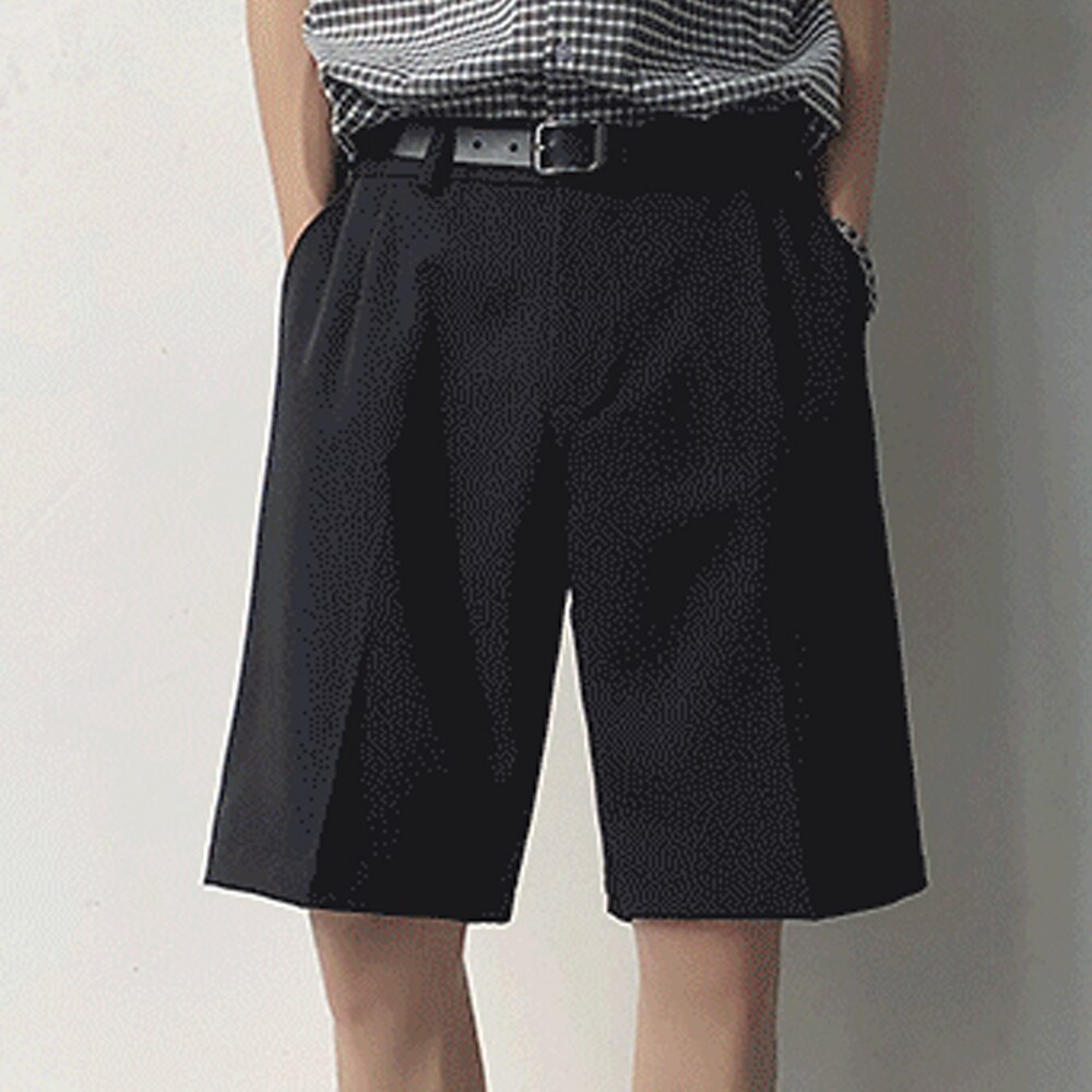 Herren Shorts Kurze Hosen Kleid-Shorts Gefaltet Tasche Gerade geschnitten Glatt Komfort Kein Eisen Knielänge B¨¹ro Casual Täglich Modisch Strassenmode Schwarz Aprikose Lightinthebox