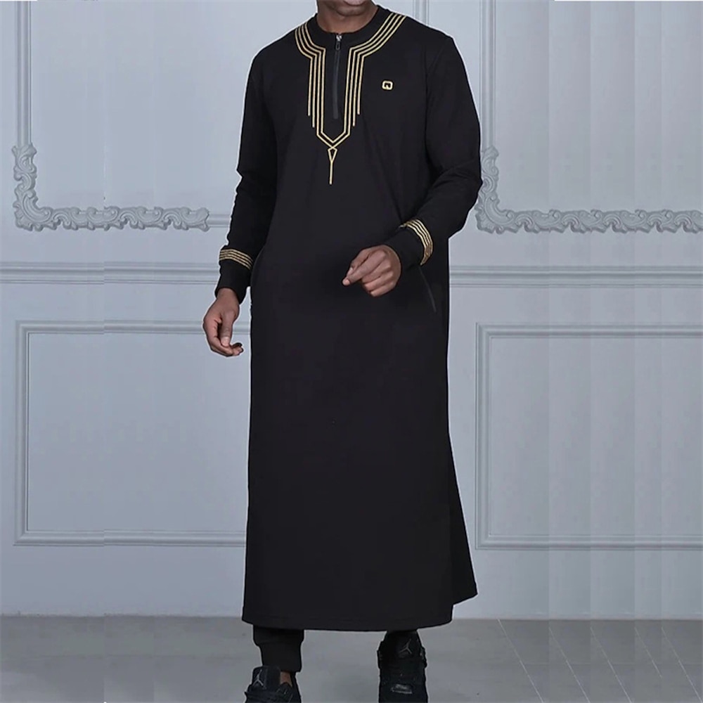Herren Freizeitkleidung Nachthemd Grafikdrucke Stilvoll Komfort Kimono-Morgenmäntel Heim Täglich Polyester Atmungsaktiv Rundhalsausschnitt Langarm Frühling Schwarz Lightinthebox