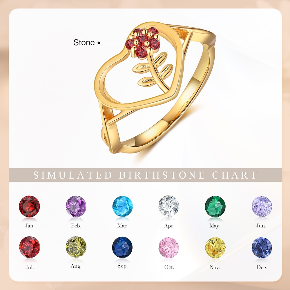 personalisierter Blumenring mit Geburtsstein, individuelles Geschenk zum Muttertag, Valentinstag oder Jahrestag, perfekter Schmuck für Mama, Partner oder Freund, exquisite Handwerkskunst Lightinthebox
