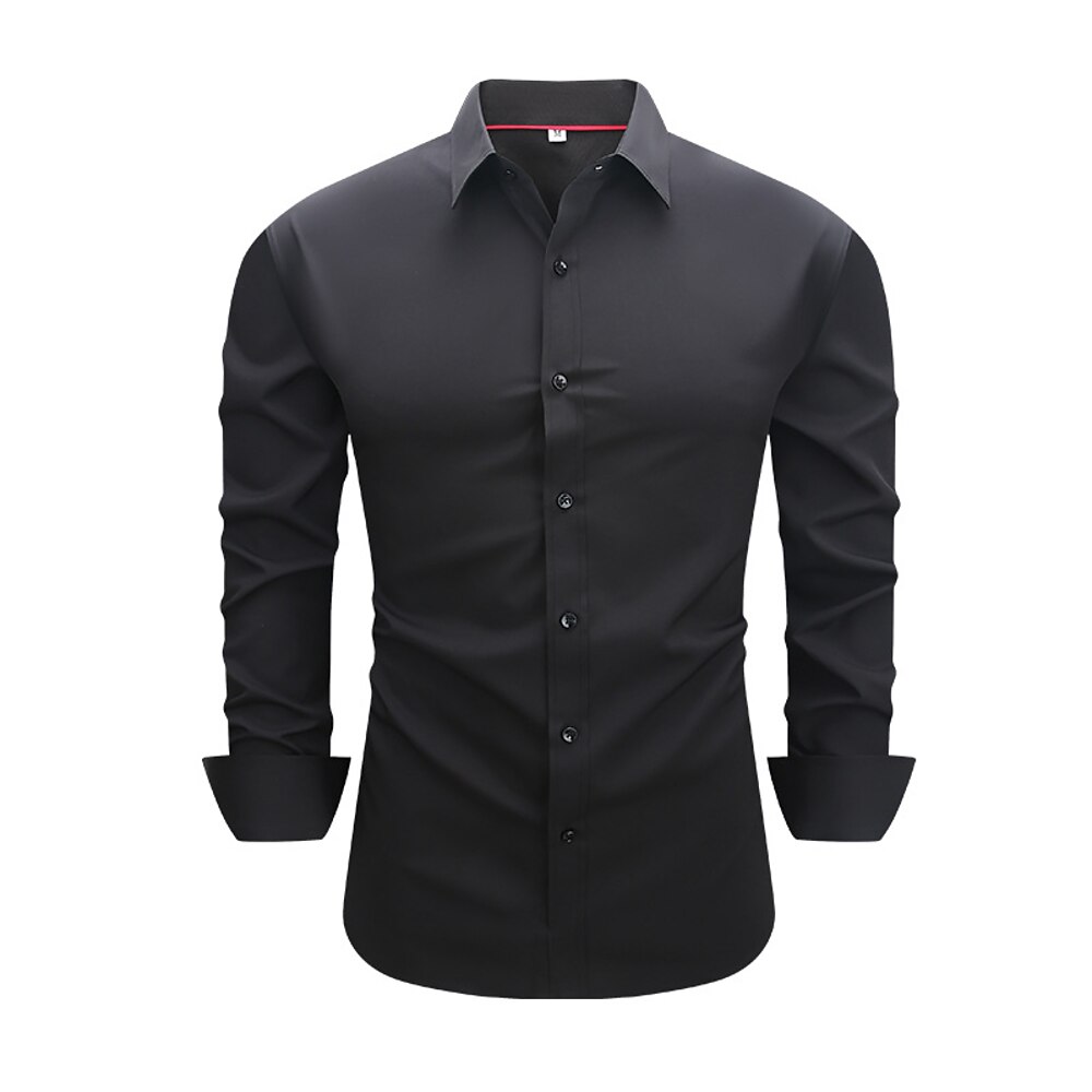 Herren Hemd Kleidhemd Knopfhemd Einfarbig Hochzeit Täglich Schwarz Weiß Rote Himmelblau Langarm Umlegekragen Frühling Herbst Bekleidung Patchwork Lightinthebox
