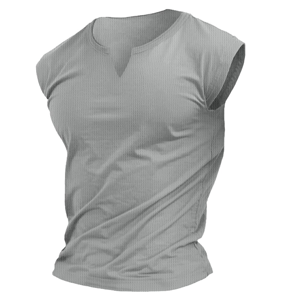 Herren Waffel-Tanktop Tank Top Weste Unterhemd Ärmellos V Ausschnitt Sommer Einfach Mode Klassisch Bequem Gestrickt Straße Lässig Sport Weiß Gelb Hellblau Top T-Shirt für Herren Lightinthebox