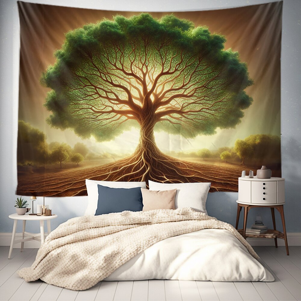 Baum des Lebens hängender Wandteppich Wandkunst große Wandteppich Wandmalerei Dekorfoto Hintergrunddecke Vorhang für Zuhause Schlafzimmer Wohnzimmer Dekoration Lightinthebox
