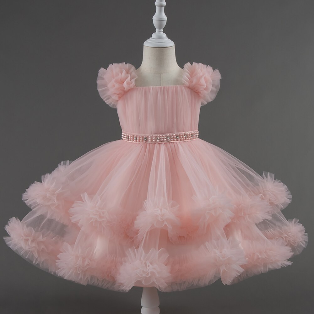 Kinder Kleinkind Mädchen Kleid Partykleid Einfarbig Ärmellos Formell Leistung Hochzeit Gerafft Netz Reißverschluss Niedlich Prinzessin Süß Polyester Knielang Partykleid Sommer Frühling Herbst 4-12 Lightinthebox