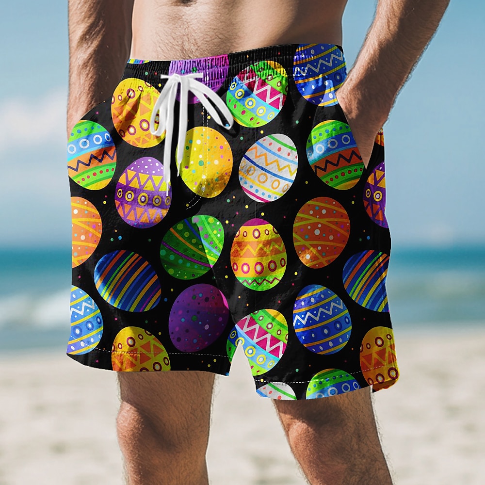 Ostern Herren Ostereier Badeshorts Boardshorts Sommershorts Mittlere Taille Hawaiianisch Ferien Festival Kordelzug Netzfutter Elastischer Bund Designer Bekleidung Lightinthebox