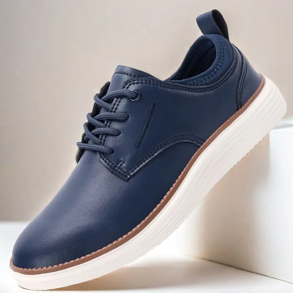 Marineblaue Oxford-Schuhe aus Leder für Herren - klassische Schnürschuhe für Business- und formelle Anlässe Lightinthebox