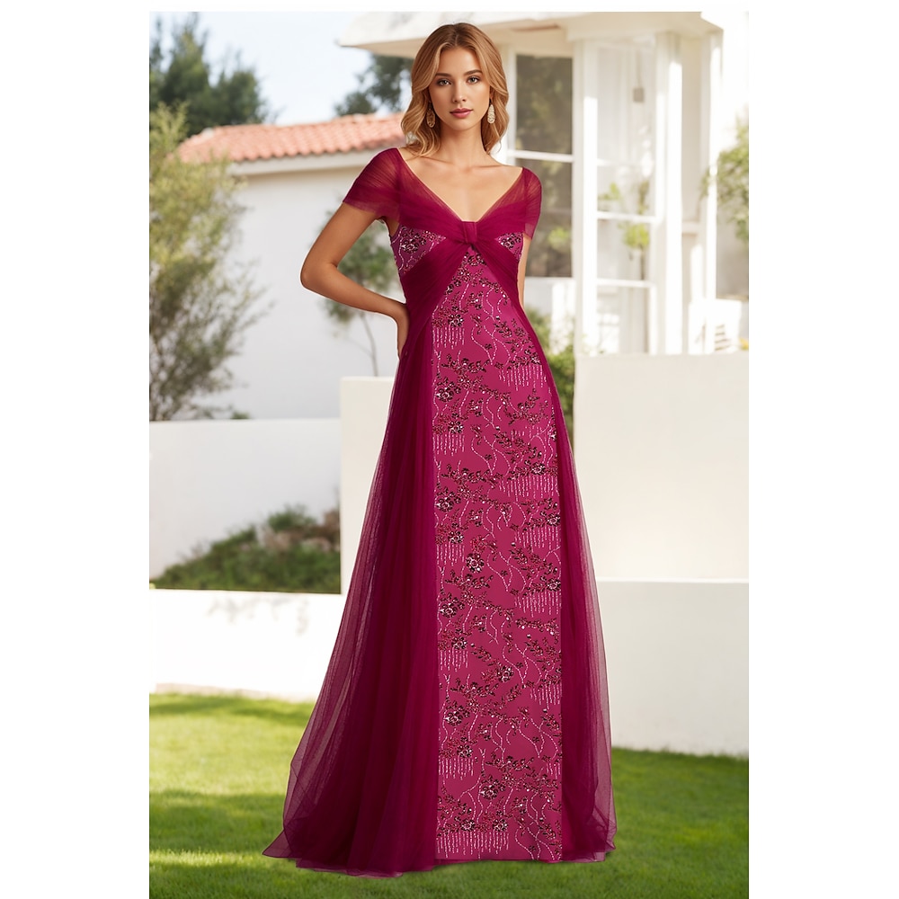 Schlauchkleid Abendkleid Hoher Schlitz Kleid Formell Hochzeitsgast Bodenlang Ärmellos Schulterfrei Gürtel / Schärpe Tüll mit Falten Perlenstickerei 2025 Lightinthebox