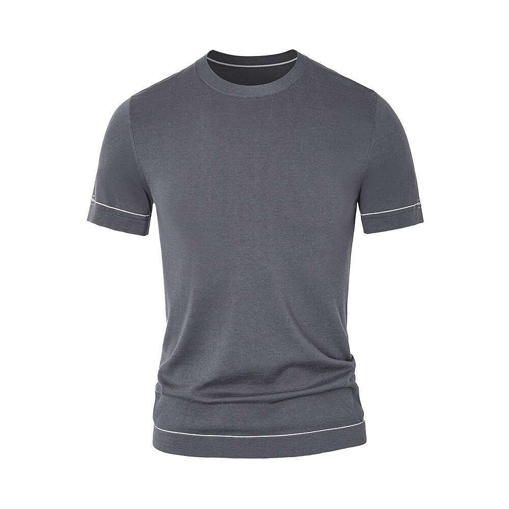Herren T Shirt Kurzarm Rundhalsausschnitt Sommer Einfarbig Täglich Alltagstauglich Freizeit Farbblock Urlaub Lässig Dunkelgrau Schwarz Weiß Top T-Shirt für Herren Lightinthebox
