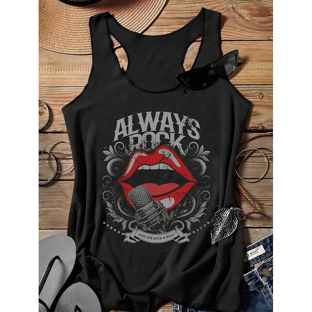 Damen Camisole-Tanktop Grafik Buchstabe Täglich Hawaiianisch Strand Ärmellos Rundhalsausschnitt Normale Oberteile Täglich Ferien Strandbekleidung Schwarz Grün Sommer Lightinthebox