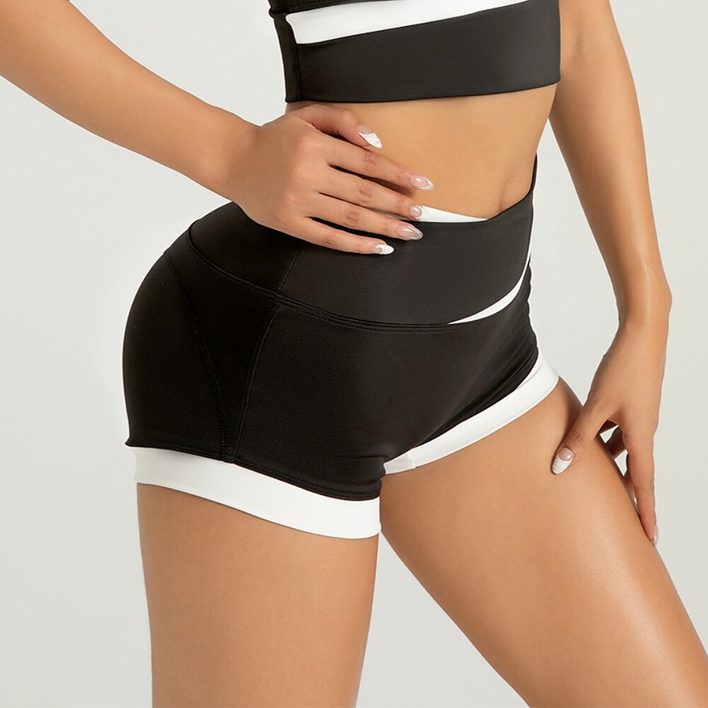 Damen Fitnessshorts Yogashorts Trainingsshorts Criss Cross Taille Hohe Taille Yoga Fitnesstraining Pilates Shorts Schwarz Khaki Grau Sport Sportkleidung Dehnbar Schlank Lightinthebox