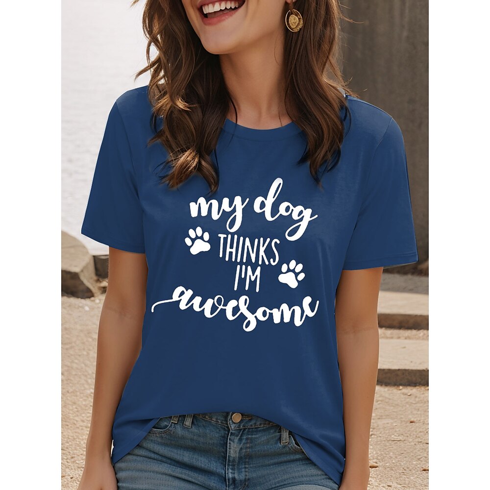 Damen T Shirt Grafik Buchstabe Stilvoll Lässig Kurzarm Rundhals Normale Oberteile Täglich Wochenende Druck Schwarz Rote Blau Grün Sommer Frühling Lightinthebox