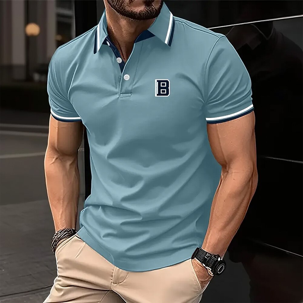 Herren Buchstabe Sport-Poloshirts Kurzarm Polo-Shirts Hemden mit Kragen Business-Casual Schule Outdoor Alltagskleidung Hauskleidung 3D-Druck Schwarz Weiß Gelb Lightinthebox