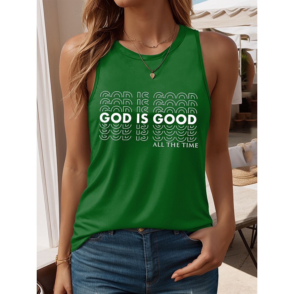 Damen Camisole-Tanktop Grafik Buchstabe Stilvoll Lässig Ärmellos Rundhalsausschnitt Normale Oberteile Täglich Druck Schwarz Rote Blau Grün Sommer Lightinthebox