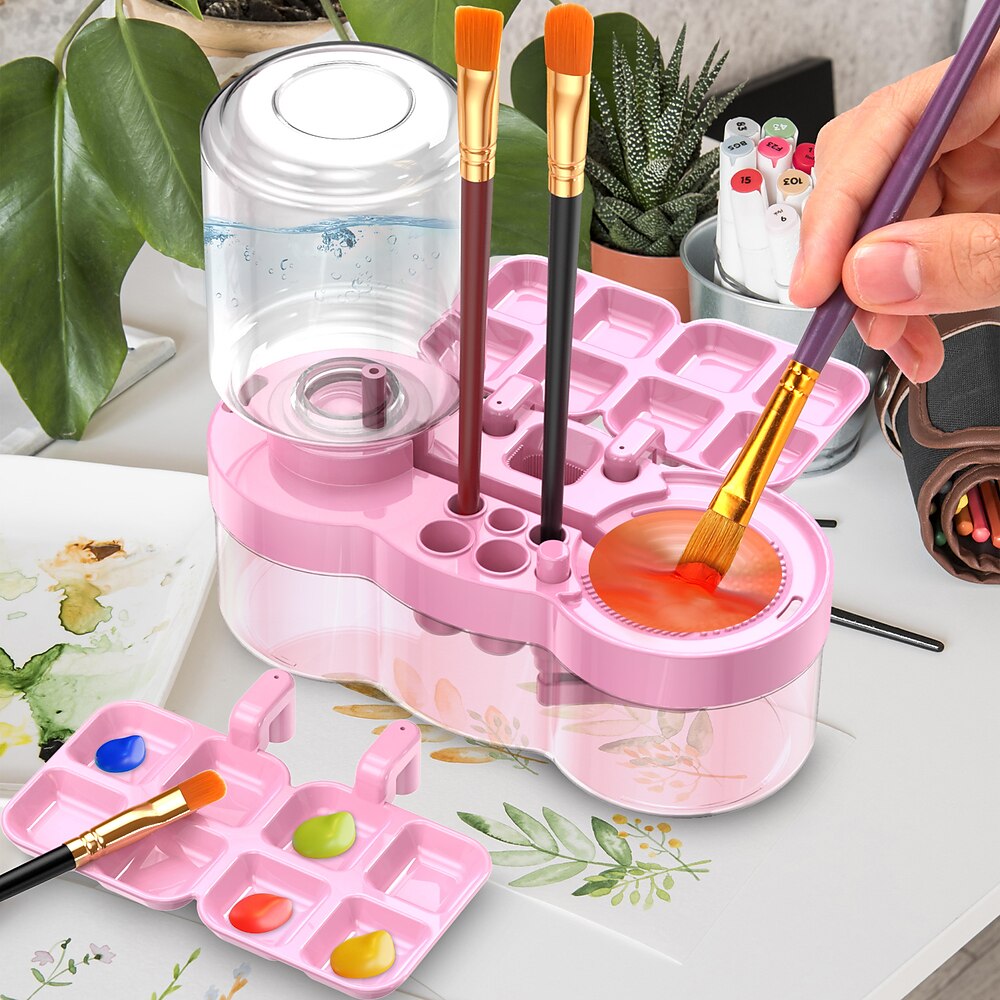 Universal Crafts Pinselreiniger-Spülbecher, Pinselspüler für Künstler, Pinselwaschwerkzeug, Kunstmalpalette für Aquarell-, Acryl- und Ölfarben Lightinthebox