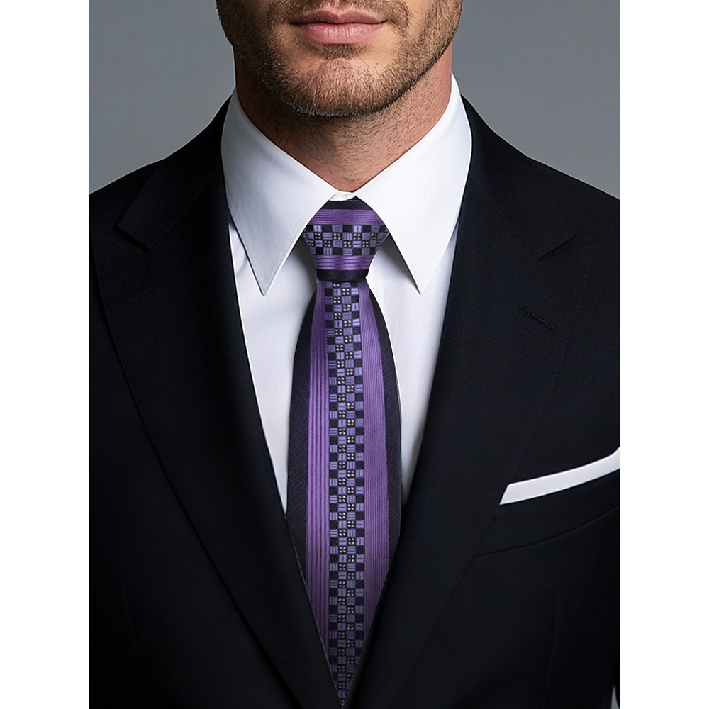 6 cm schmale Krawatte mit Positionierungsmuster für Herren - Streifen-, Blumen- oder Karomuster, elegante gewebte Seidenkrawatte für Business, Hochzeiten und formelle Anlässe Lightinthebox
