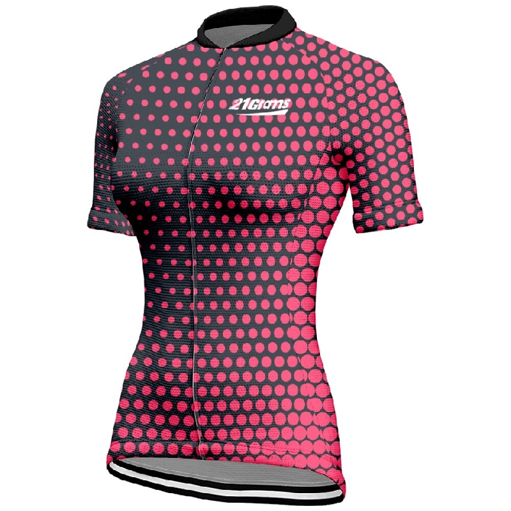 Damen Radtrikot Kurzarm Fahhrad T-Shirt Trikot mit 3 Gesäßtaschen Mountainbike MTB Atmungsaktiv Schnelltrocknend Anatomisches Design Feuchtigkeitsableitend Rosa Blau Dunkelgrün Tupfen Sport Bekleidung Lightinthebox