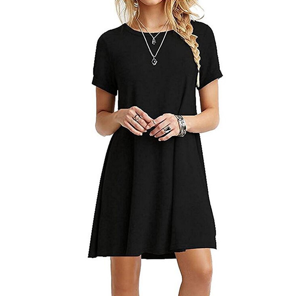 Damen Minikleid T-Shirt-Kleid Urlaub Lässig Täglich Normale Passform Grafik Kurzarm Einkerbiger Ausschnitt Schwarz Rosa Armeegrün Grau Sommer Lightinthebox