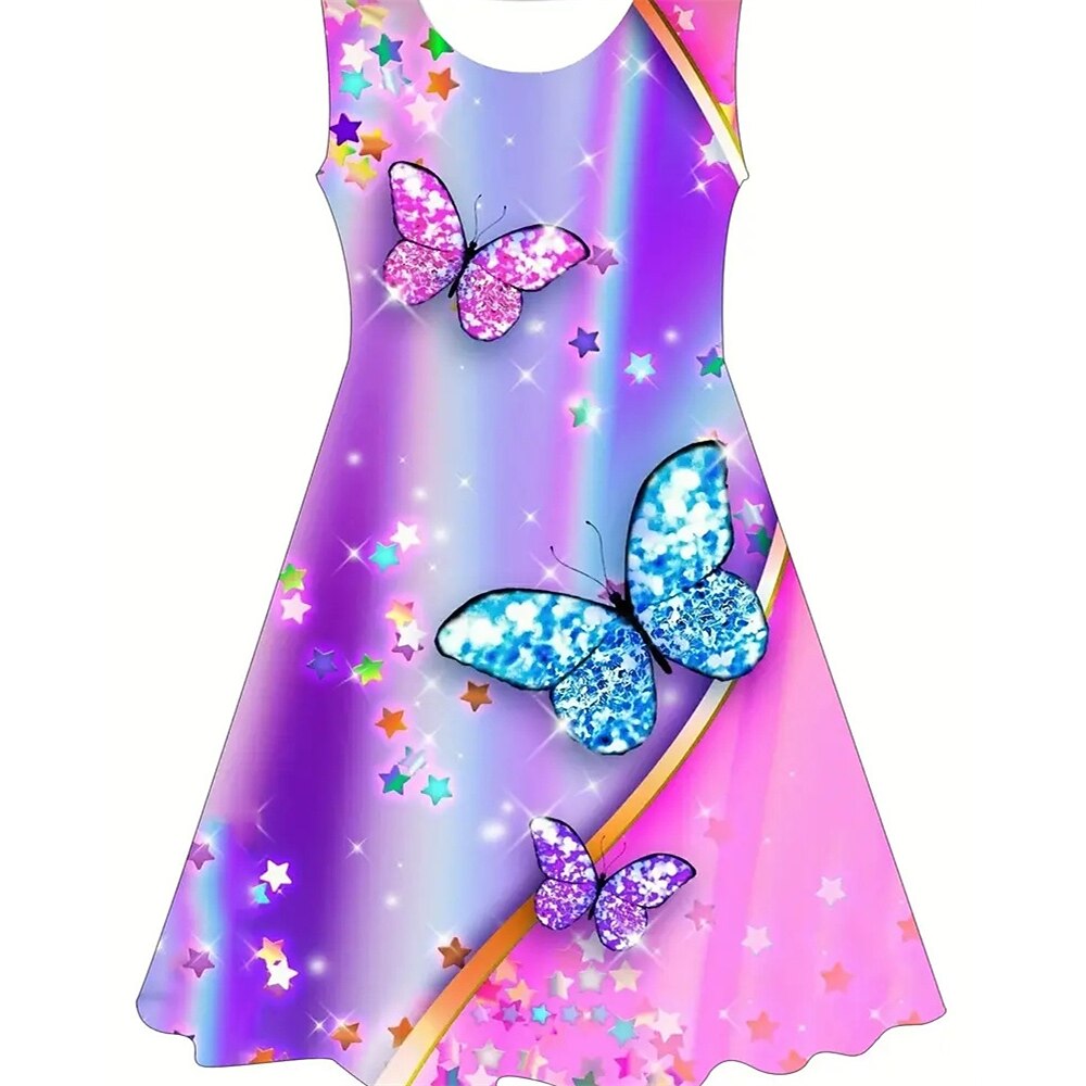 Mädchen' 3D Schmetterling Kleid Ärmellos Sommer Frühling Urlaub Täglich Ferien Prinzessin Schön Süß Kinder 4-12 Jahre Freizeitkleid A Linie Kleid Knielang Normale Passform Lightinthebox