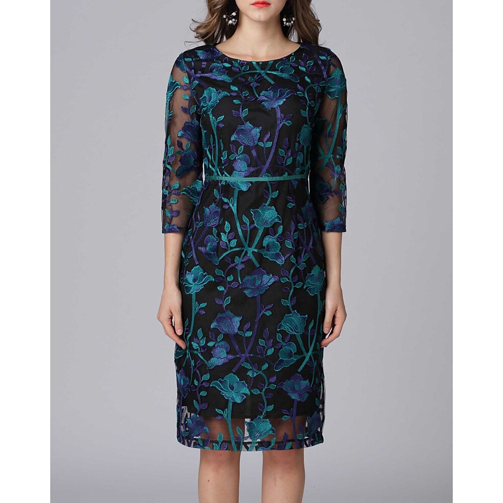 Kleid Brautmutterkleid Elegant Lässig Rundhalsausschnitt Knielang Polyester Kurzarm mit Knöpfe 2025 Lightinthebox