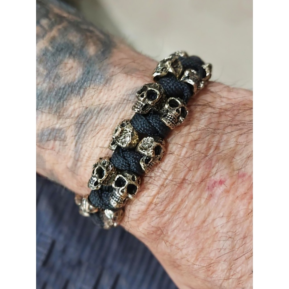 Punk-Totenkopf-Armband für Männer - handgewebtes Paracord-Armband zum Überleben, Gothic-Biker-Armband aus Metall, Schmuck im Rock-Stil für Partys und Konzerte Lightinthebox