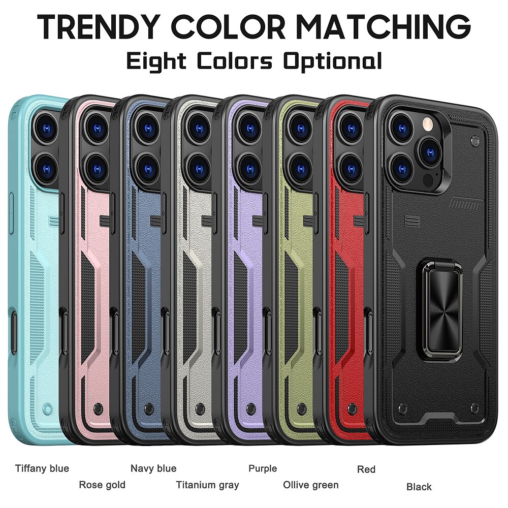 Handy Hülle Handyhüllen Für iPhone 16 Pro Max Plus iPhone 15 Pro Max Plus iPhone 14 13 12 Pro Max Plus Rückseite Ringhalter Magnetisch Stoßfest Retro TPU PC Lightinthebox