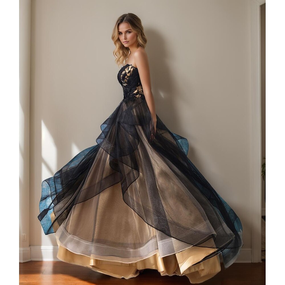 Ballkleid Ballkleider elegantes Kleid formelle Hochzeitsgäste bodenlang ärmellos Herzausschnitt florale Kordelspitze mit Rüschen 2025 Lightinthebox