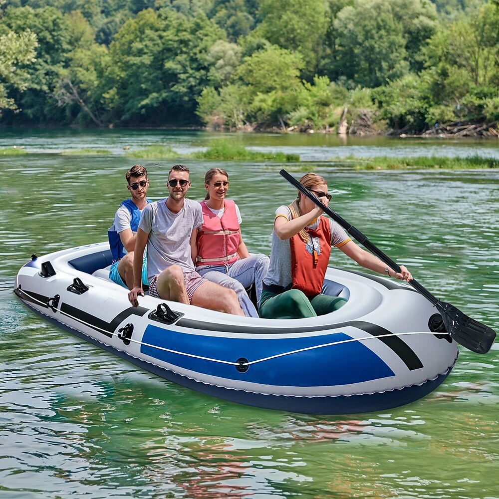 inklusive Luxus-Rudern und Hochleistungspumpe, superhartes PVC zum Angeln und Bootfahren im Freien, blau Lightinthebox