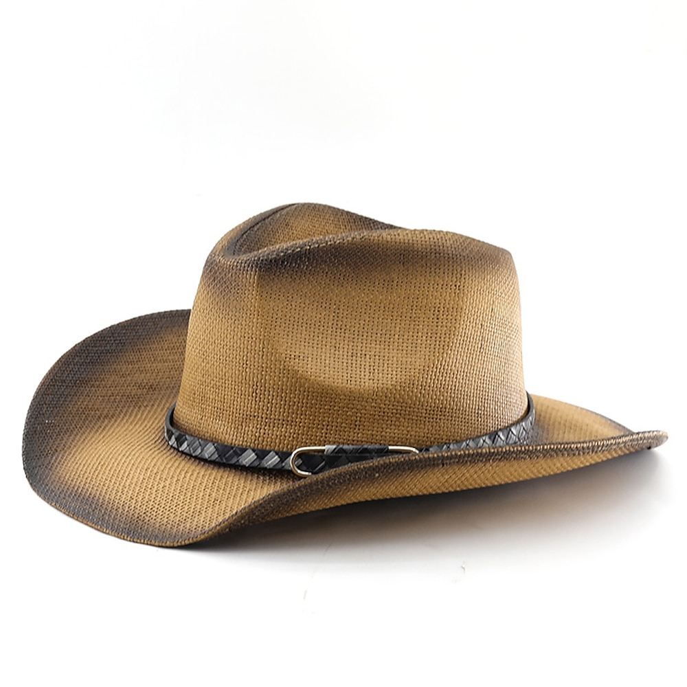 Herren Sonnenhut Cowboyhut Sahne Rosa Strohseil Vintage-Stil Mode 18. Jahrhundert Täglich Themenparty Einfarbig Sonnenschutz Cosplay Lightinthebox