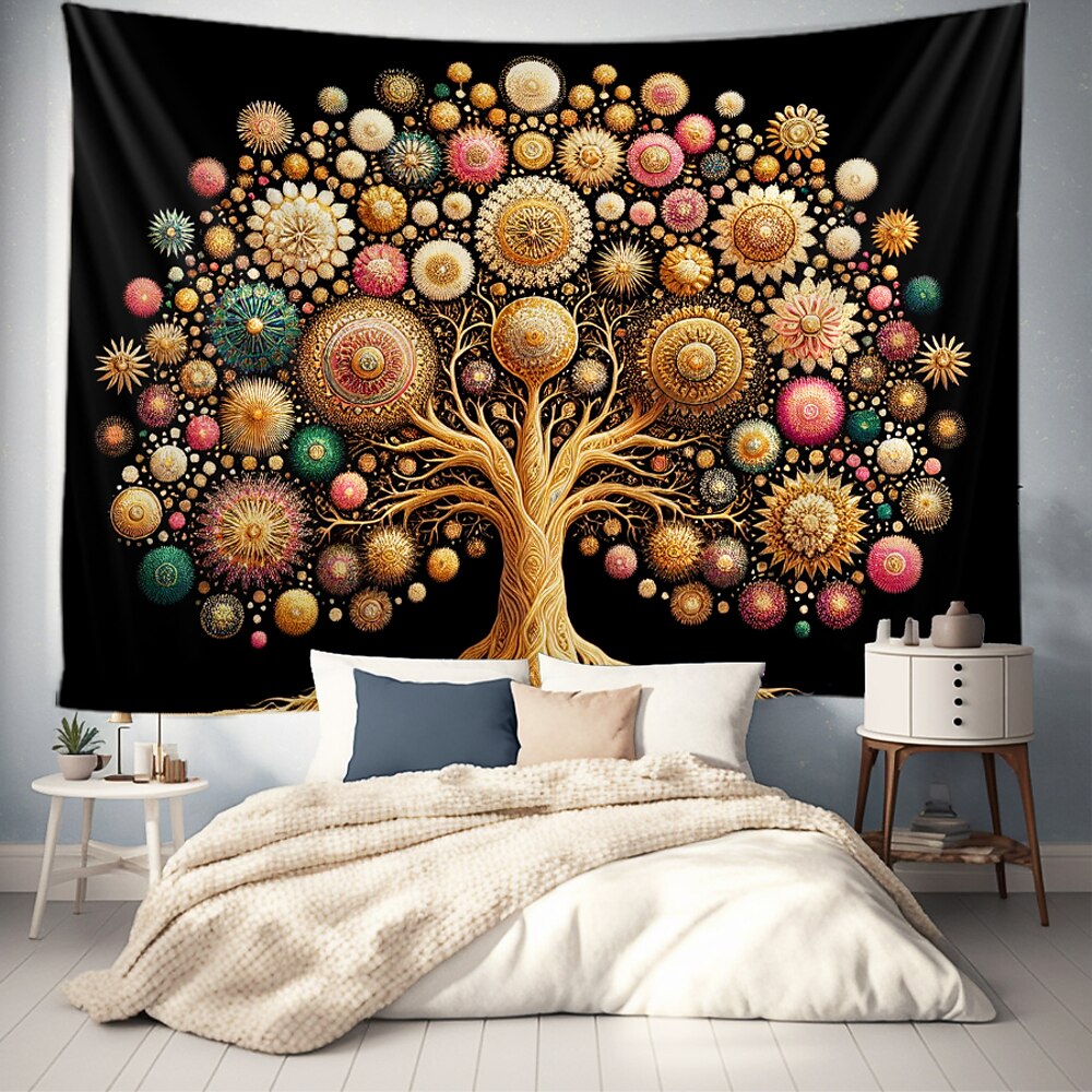 Baum des Lebens hängender Wandteppich Wandkunst große Wandteppich Wandmalerei Dekorfoto Hintergrunddecke Vorhang für Zuhause Schlafzimmer Wohnzimmer Dekoration Lightinthebox